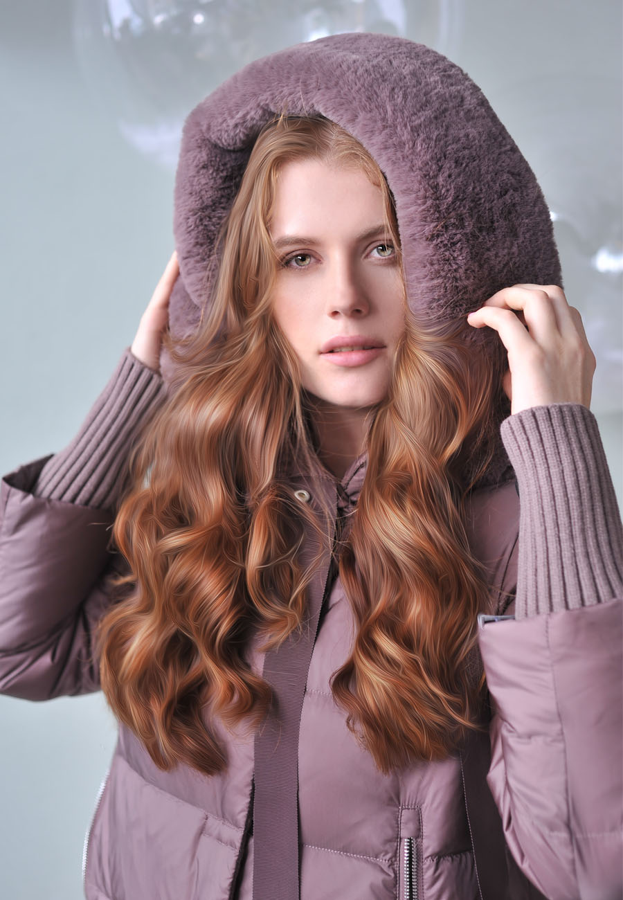 Зимняя женская куртка с мехом кролик (Clasna)