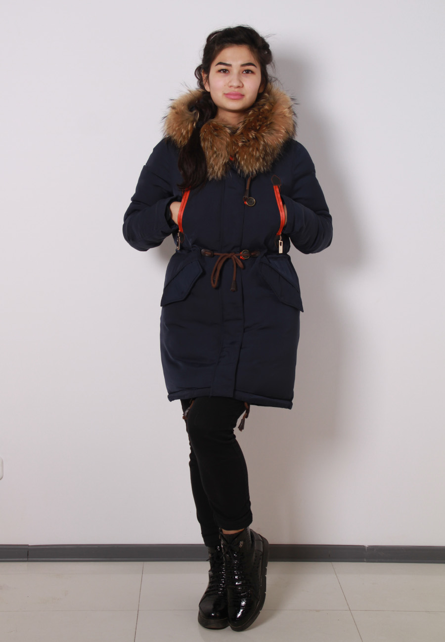 Зимняя женская куртка с мехом енота (FineBabyCat)