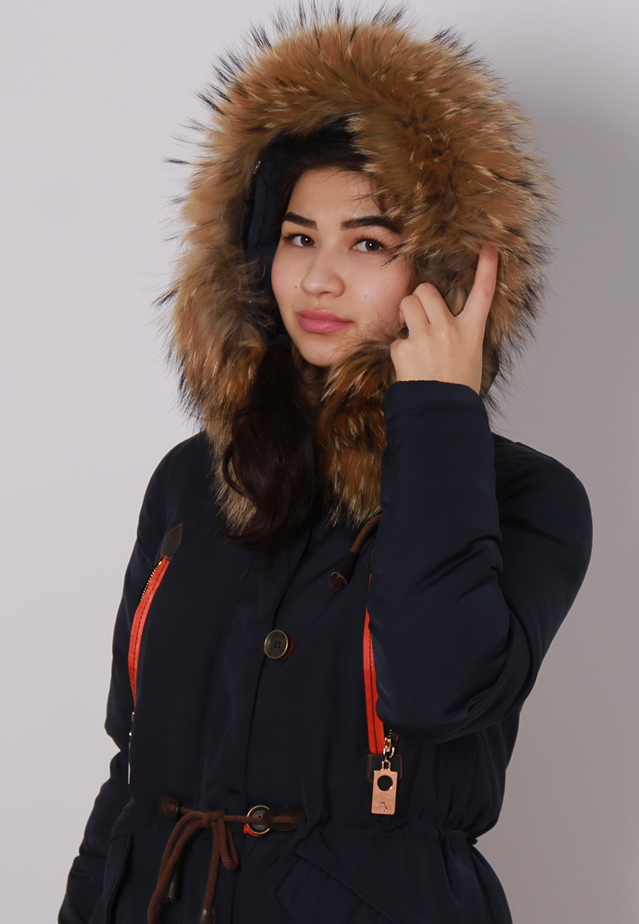 Зимняя женская куртка с мехом енота (FineBabyCat)